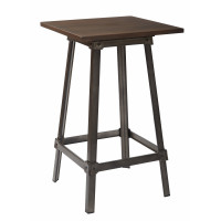 OSP Home Furnishings IND424-C209-1 Indio Pub Table in Matte industrial steel Finish with Vintage Ash Walnut Top